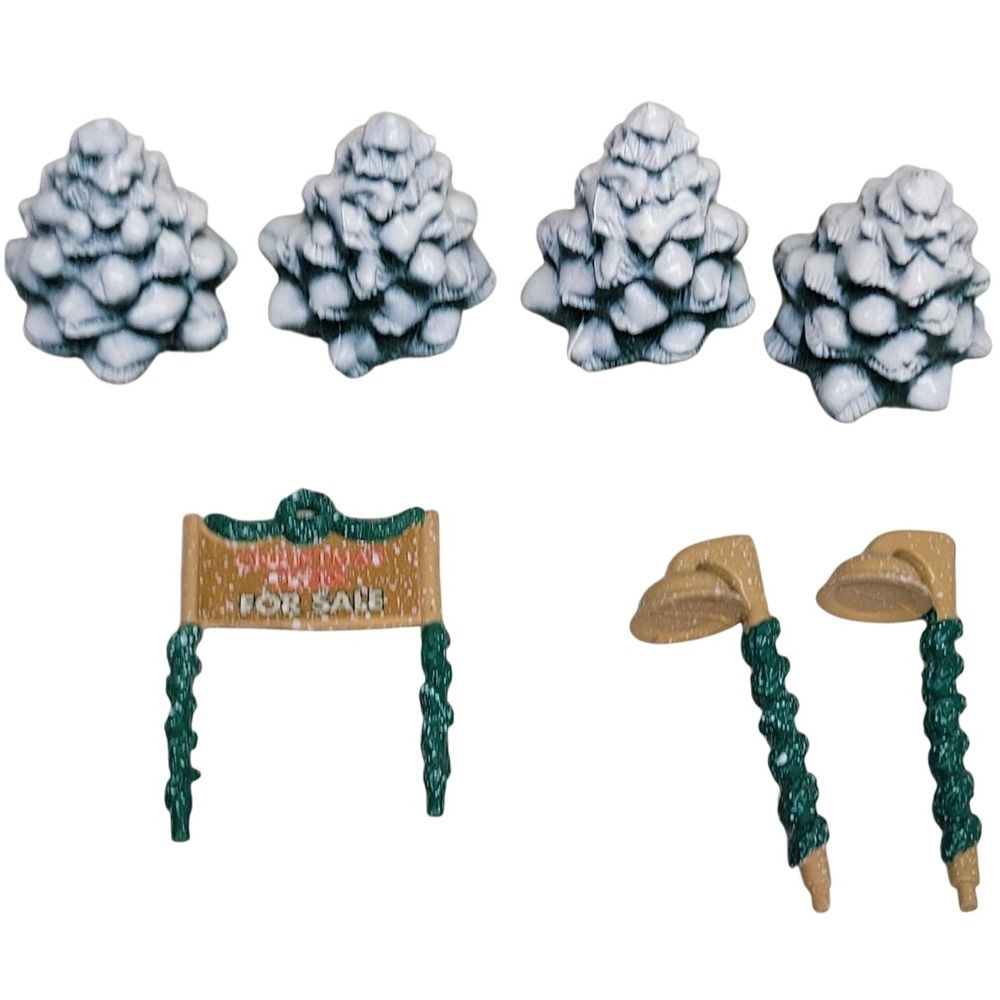 7 Pc Lot Trees Lamps Christmas Magic of Mainstreet Replacement Trendmasters 1997